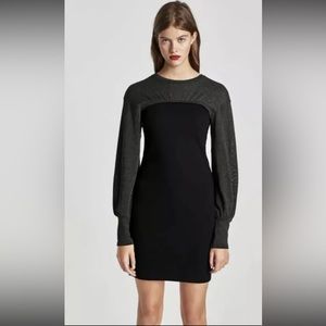Zara sz S black and dark gray grey sweater and knit bodycon dress long sleeves